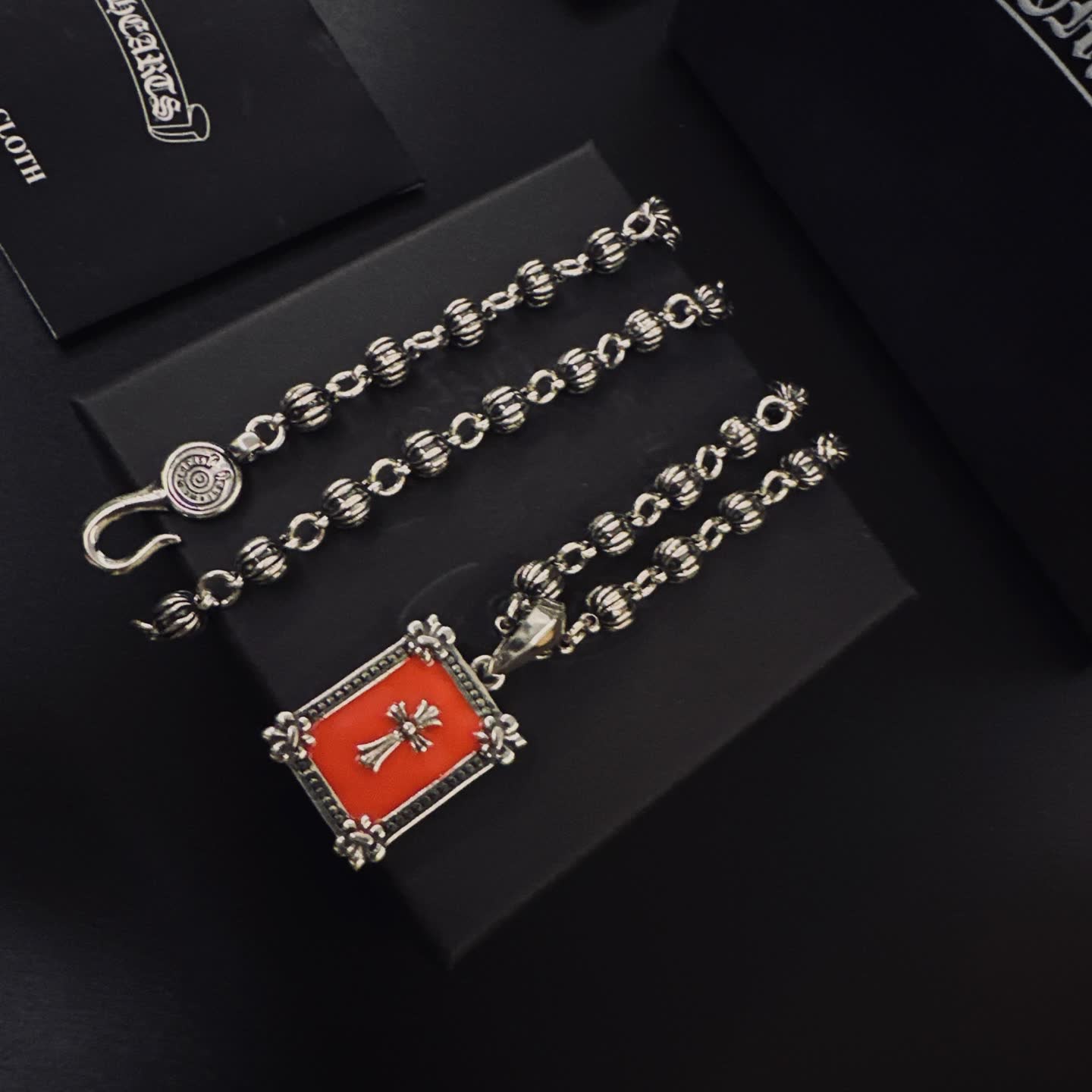 Chrome Hearts Silver Cross Pendant Necklace
